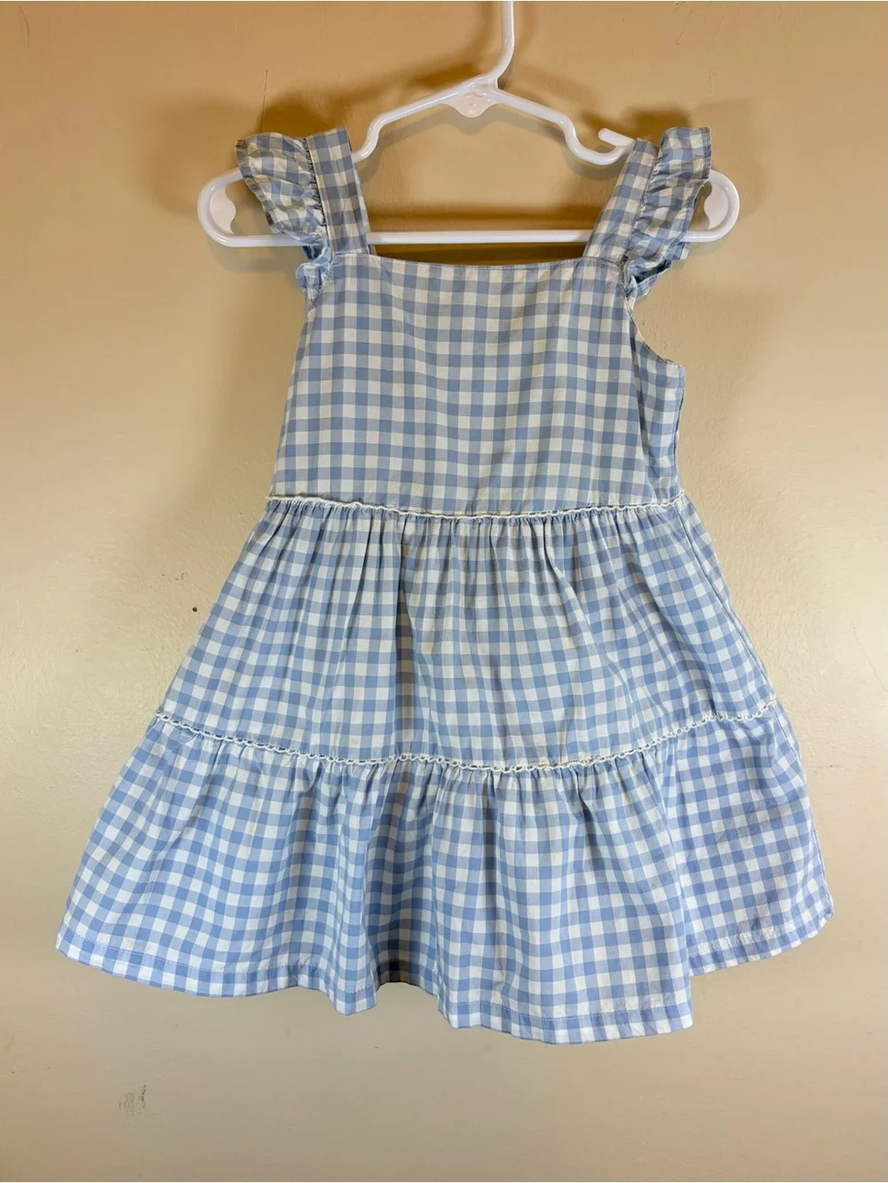 Carter’s Toddler Girl Gingham Tiered Dress 2T Blue Checkered Picnic Summer